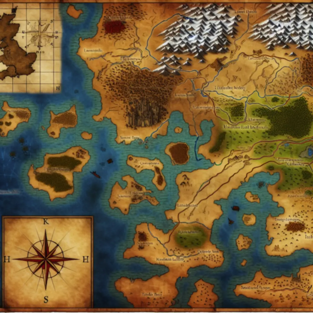 Mapa krain Drogi Krucjaty: Północne Marchie, Doliny Popiołów, Wybrzeża Świateł i Pustkowia Szeptów