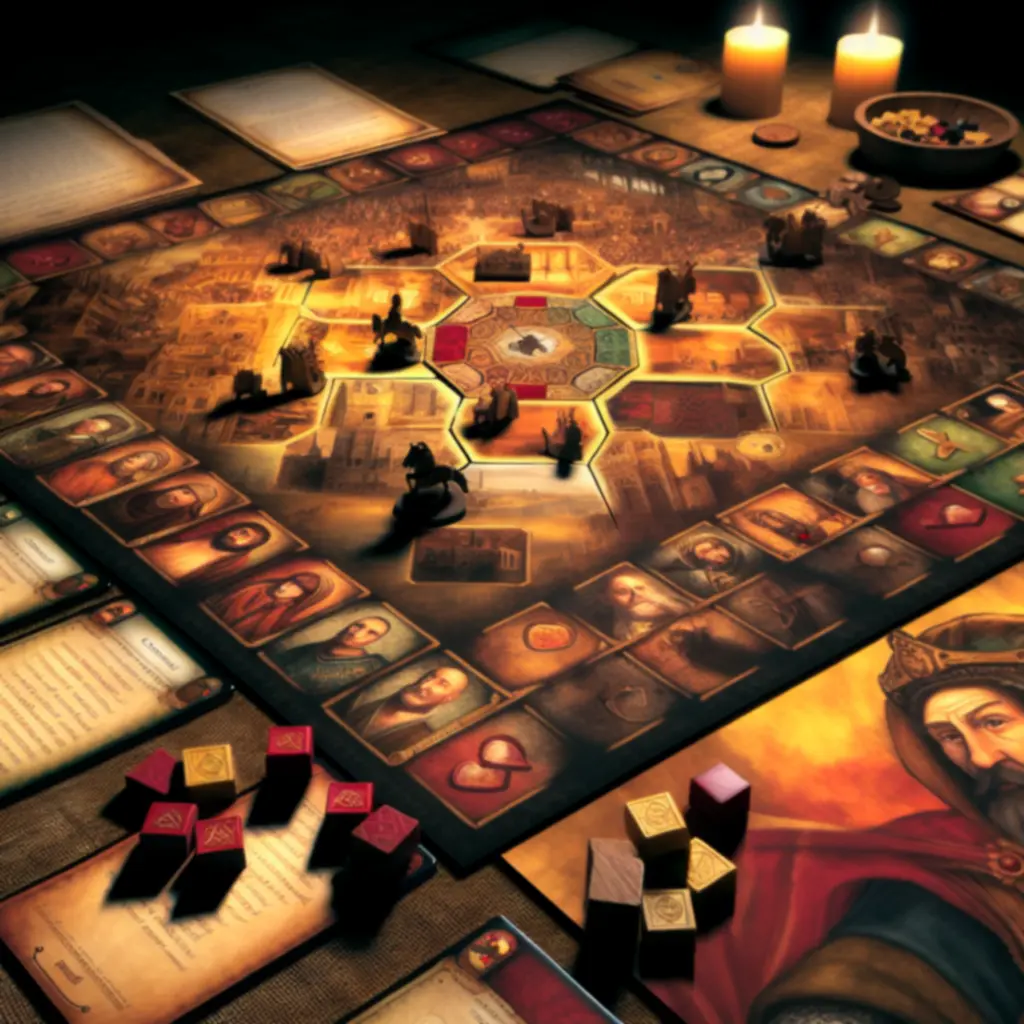 Plansza i elementy gry Droga Krucjaty podczas rozgrywki